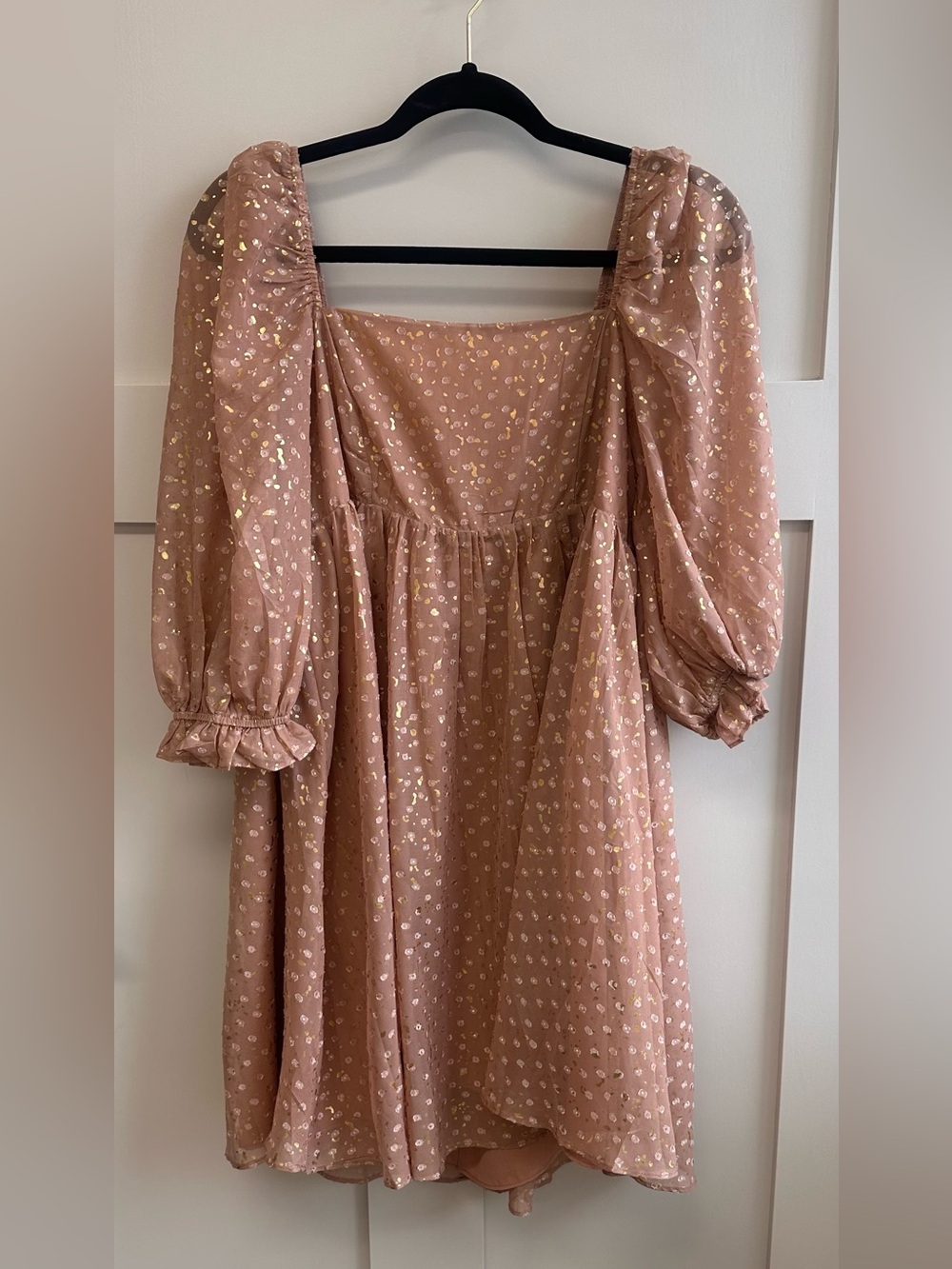 Storia Rose-Mauve Maxi Dress with Gold Dot Accents